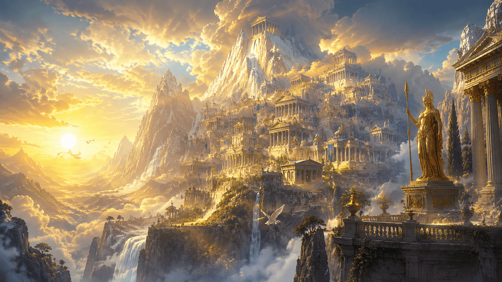 Mount Olympus Greece majestic mountain peaks reaching into clouds, home of the ancient Greek gods