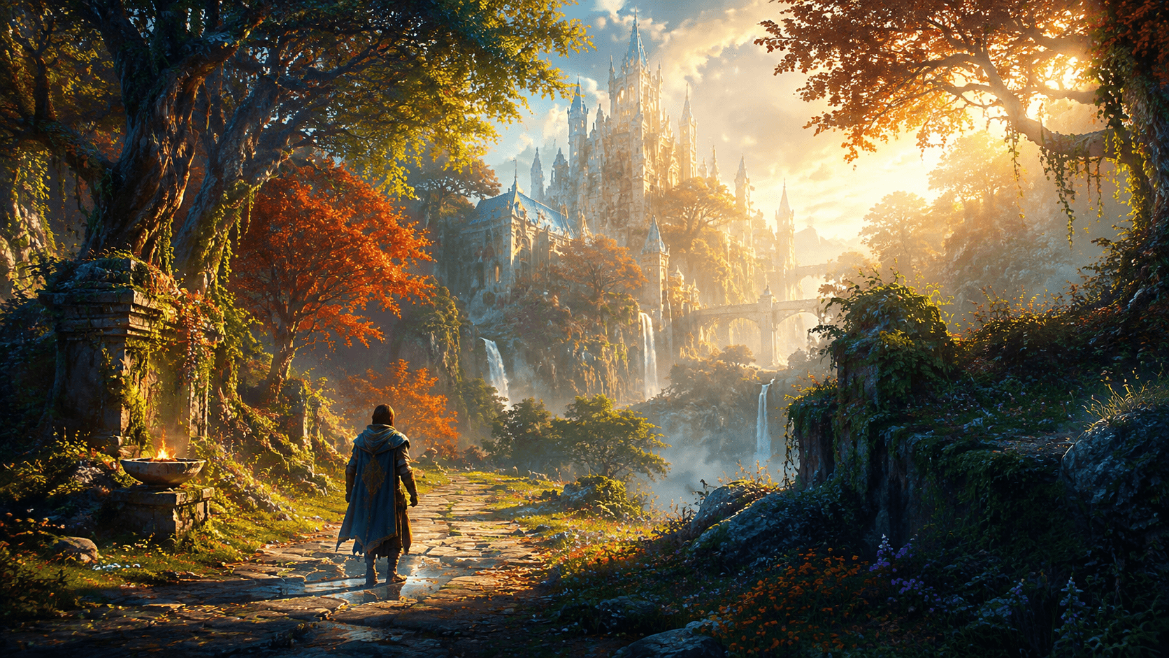 A person exploring a misty forest path, evoking the spirit of curiosity and meditative exploration