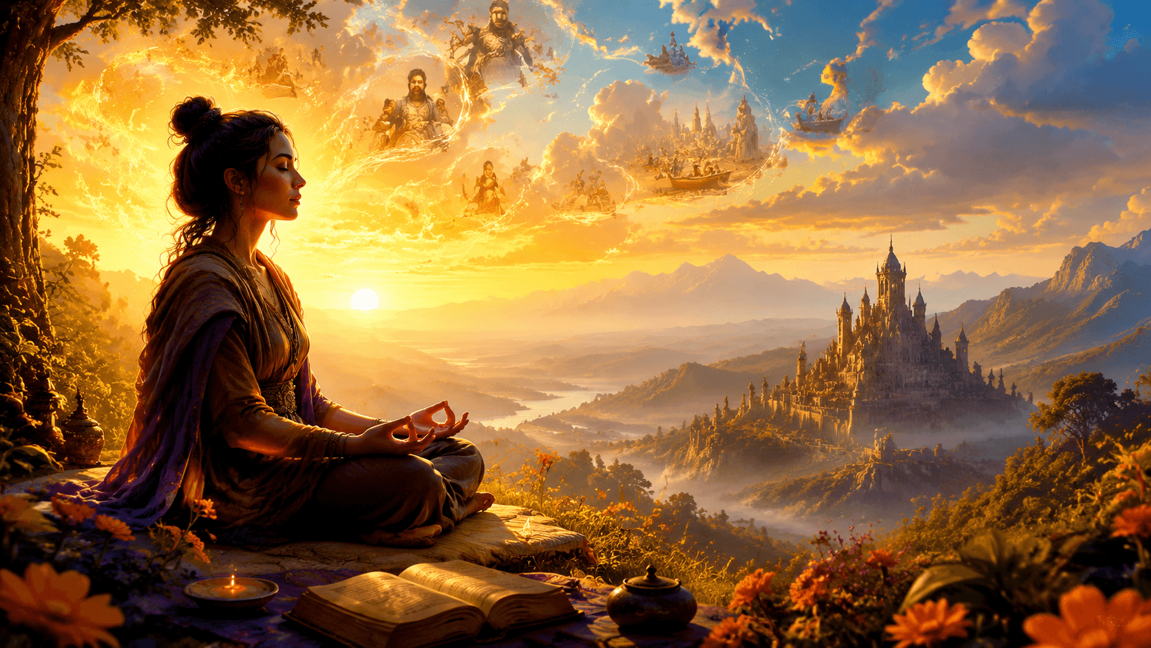Person experiencing calm and emotional resilience through mindfulness and story meditation